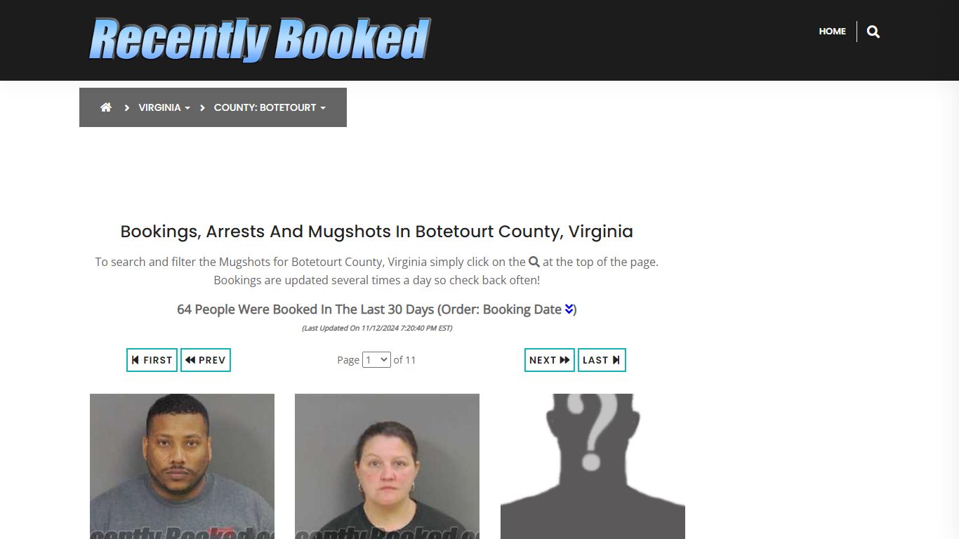 Bookings, Arrests and Mugshots in Botetourt County, Virginia