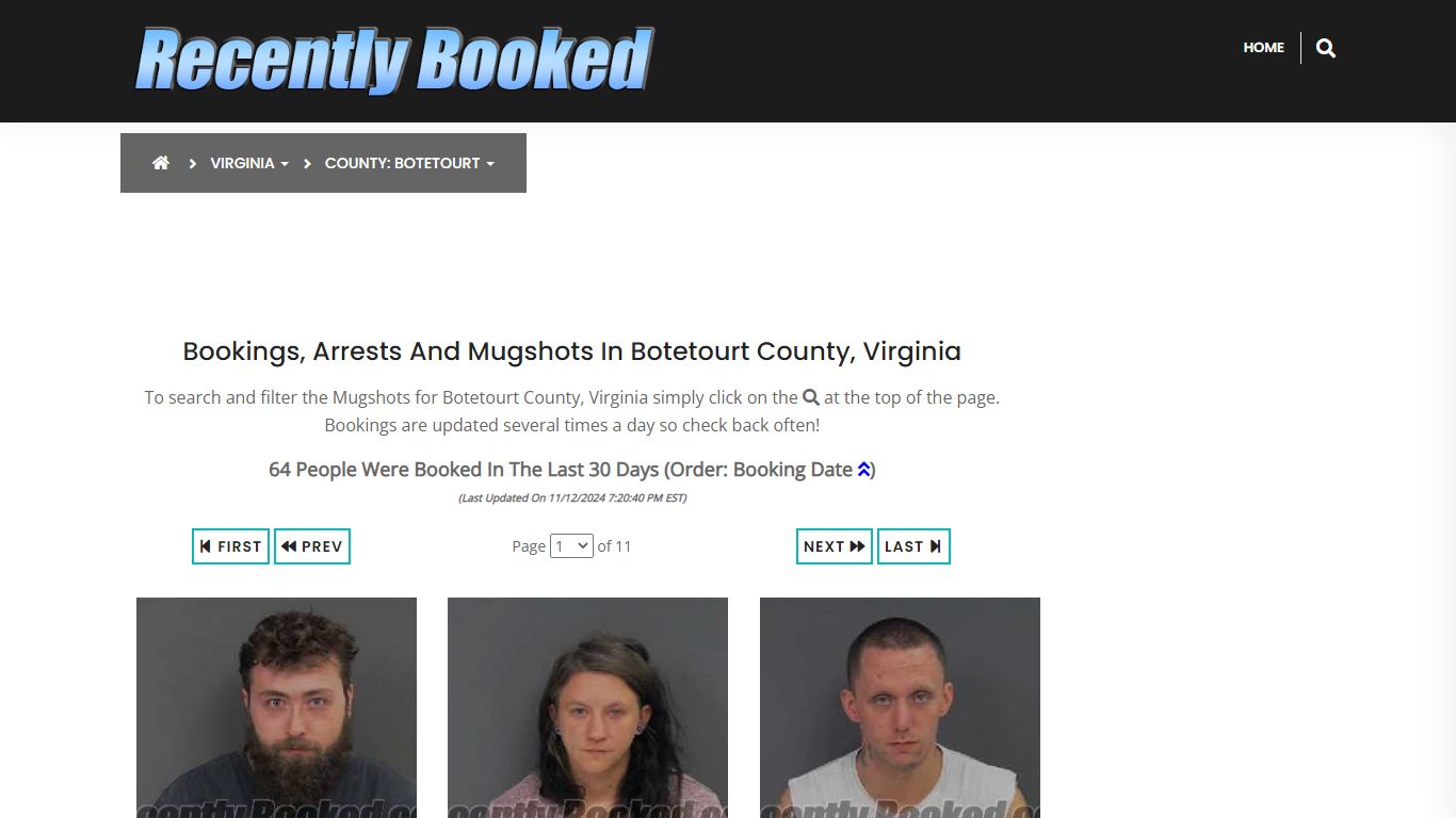 Bookings, Arrests and Mugshots in Botetourt County, Virginia