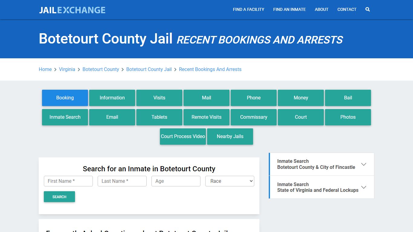 Botetourt County Jail Recent Bookings And Arrests - Jail Exchange