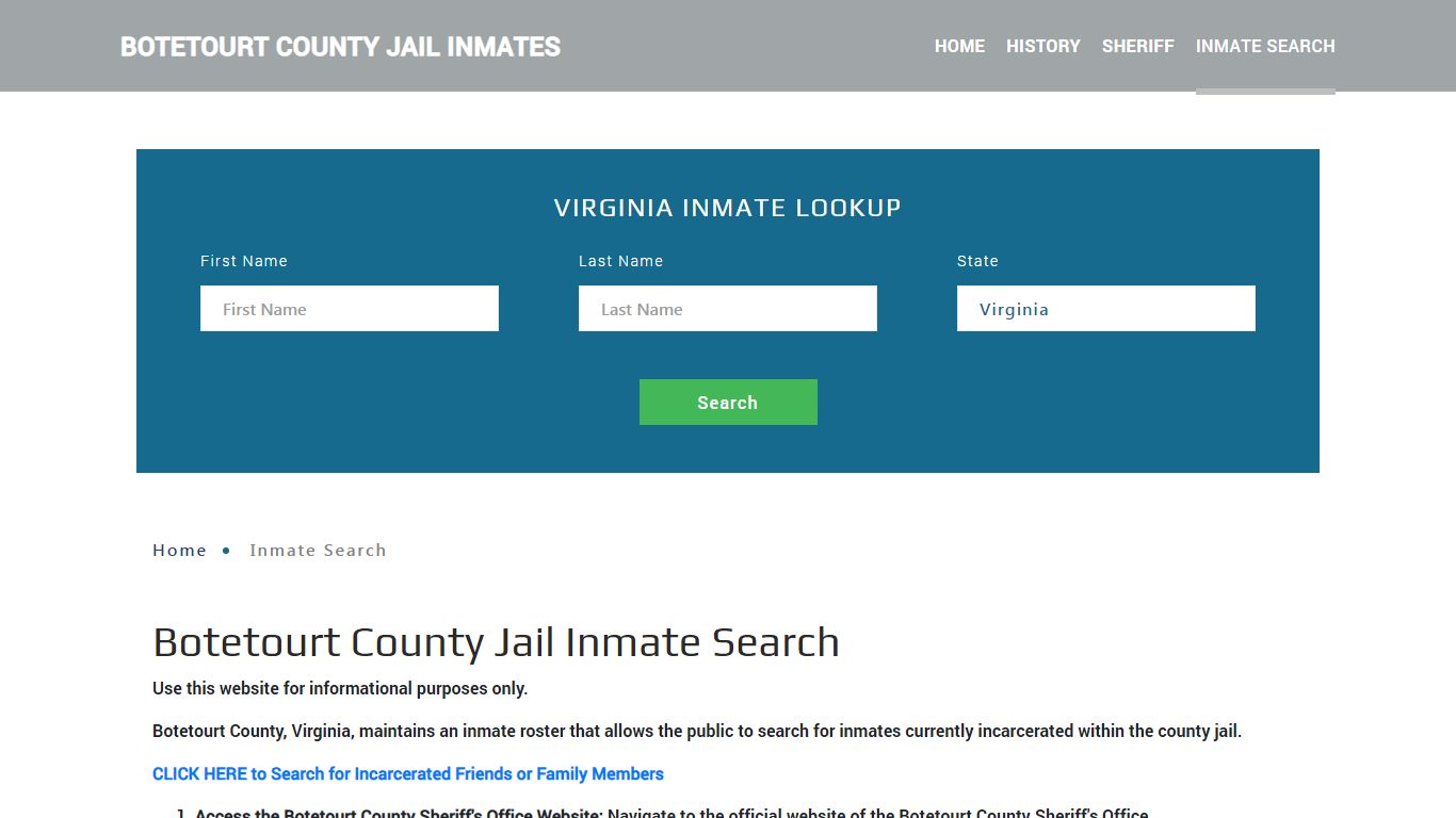 Botetourt County, VA Detainee Lookup